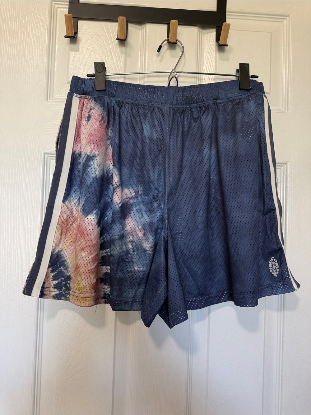 Free People When in Venice Tie Dye Athletic Mesh Shorts Side Stripes Lg Like New